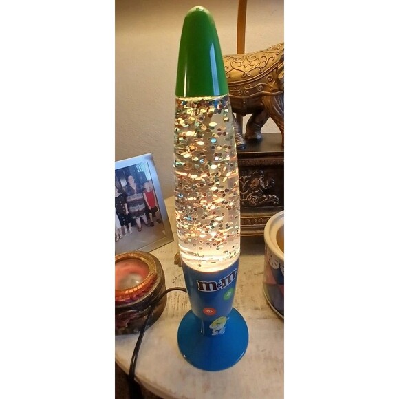 M & M`s Glitter Glow Lava Lamp 2011 Retro Light Works/ With Bulb Tested Works - Picture 1 of 16